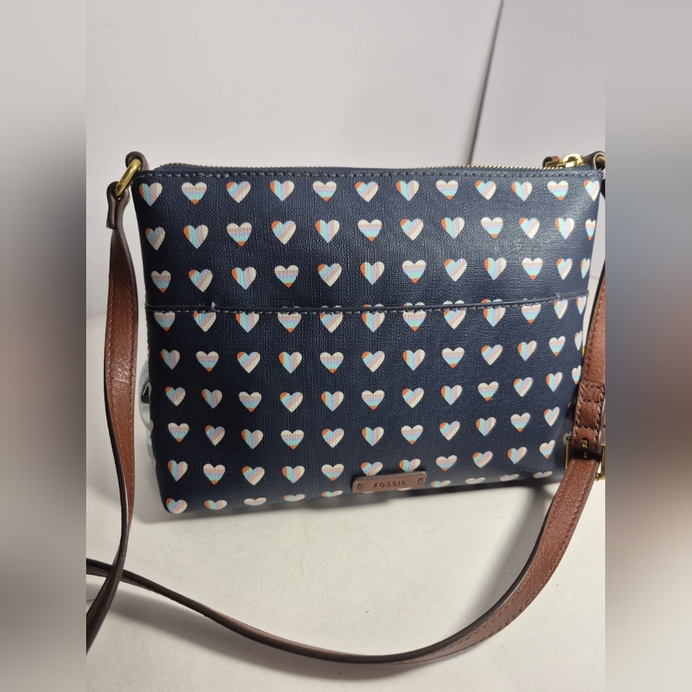 Fossil Crossbody Bag Heart Pattern Purse